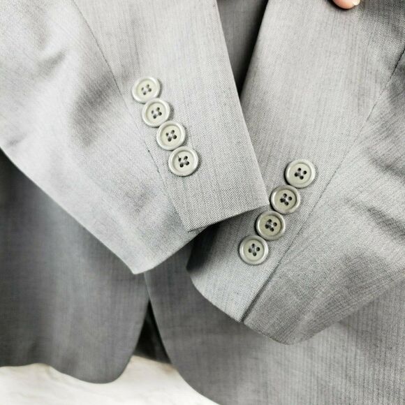 Stafford Men's Blazer Size 44 Gray Herringbone Jacket Reg 2-Button Sports Coat - Picture 4 of 8